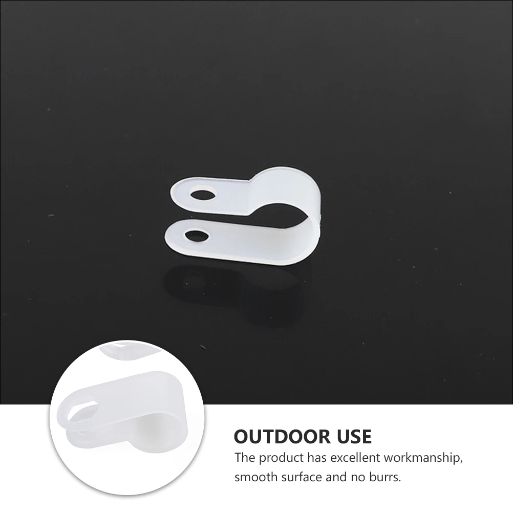 

100Pcs R-Shaped Mounting Clips Plastic Wire Organizer Resistant Cord Fasteners for Office Data Cables