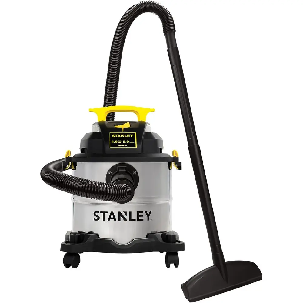 

5 Gallon Stainless Steel Wet/Dry Shop Vacuum, 4HP Portable for Home, Shop, and Jobsite with Dust Collection Attachments