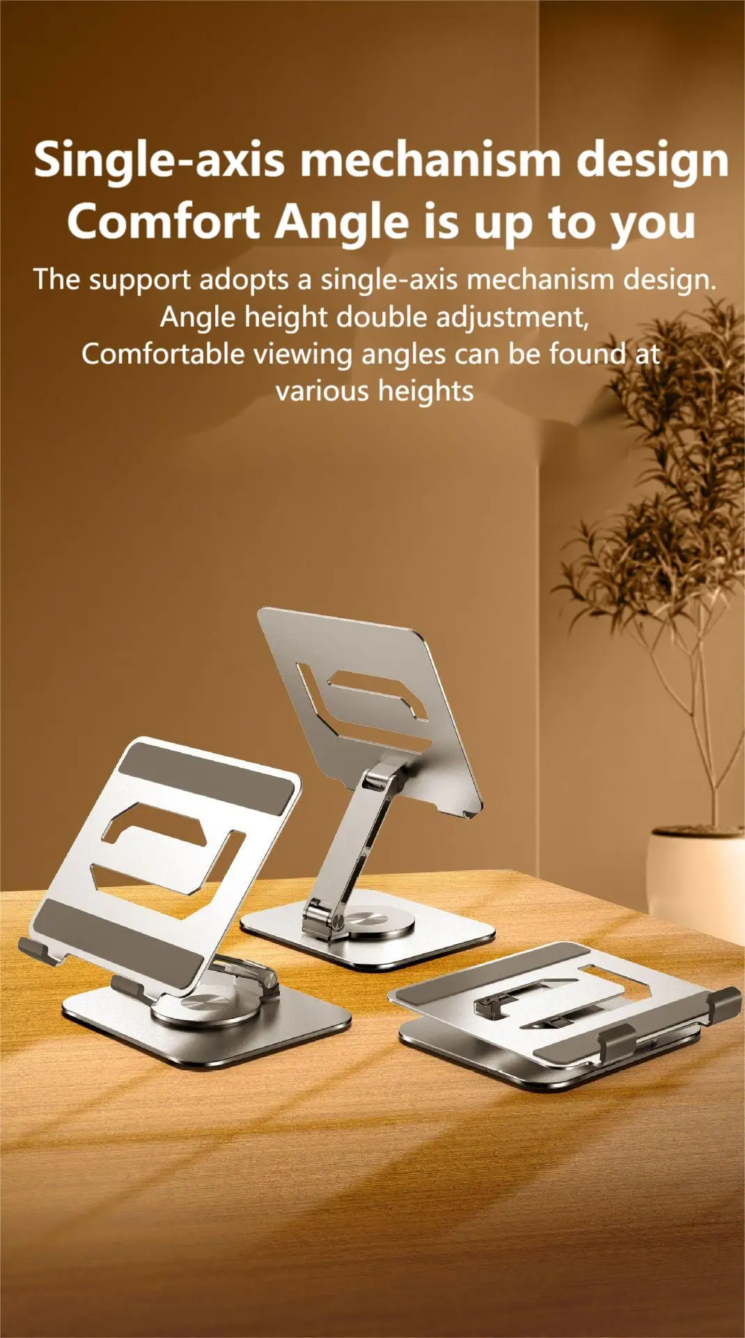 360 ° Rotations-Tablet-Ständer für iPad, verstellbarer faltbarer Tablet-Halter, Aluminium-Telefonständer, kompatibel mit iPad Pro/Air/Mini – Detail 1