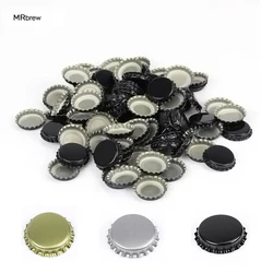 100 Pcs/Lot Crown Caps 26mm Beer Bottle Cap Gold/Silver/Black Seal Crown Cap Capping Bottling Caps For  Beer Homebrew