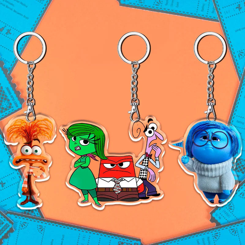 12cm Intensa Mente Car Key Student Backpack Hanging Decoration Cartoon Kids Gift Inside Out Acrylic Character Pendant Accessory