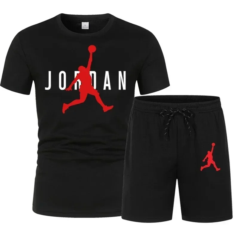 

Men's mesh breathable T-shirt + shorts set - Summer casual, fashionable, sports, fitness, jogging and training two-piece set