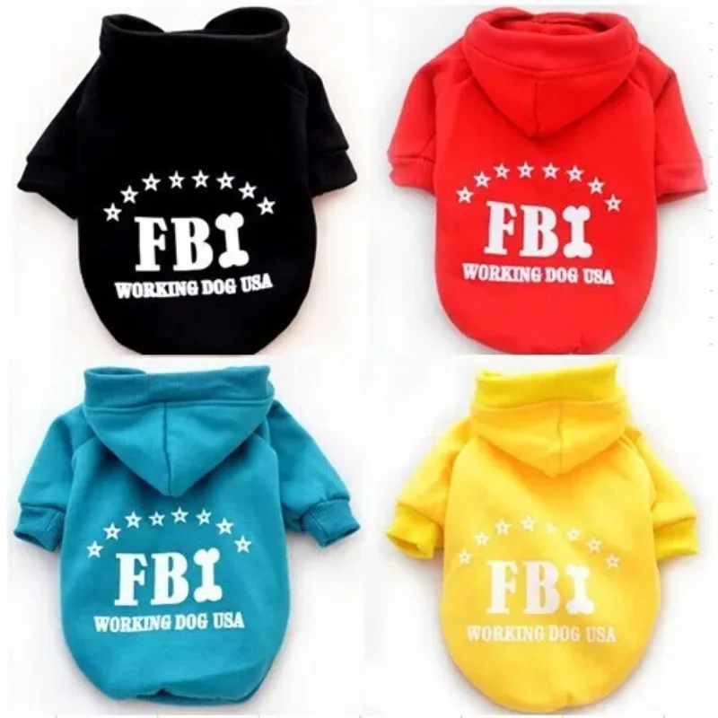 Cool Fashion Autumn/winter FBI Sweater Cheap Dog Jacket Clothes Supplies Pet Products Solid Hoodie Letter