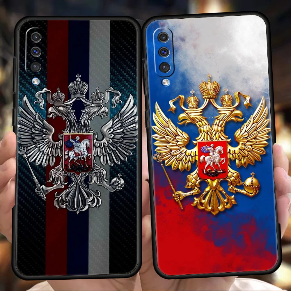 Phone Case For Samsung A56 A36 A26 A24 A12 A14 A16 A50 A70 A22 A40 A32 A34 A54 A42 A52 5G A06 Cover Russia Russian Flags Emblem