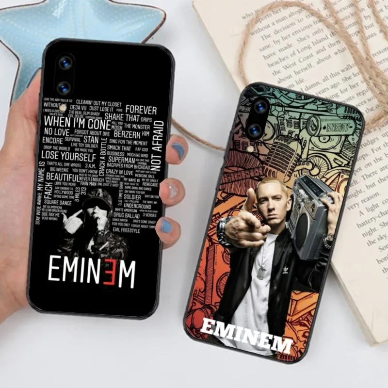 E-Eminem Mobile Cell Phone Case for Huawei Mate 40 30 20 10 Pro Lite Nova 9 8 5T Y7p Y7 Black Soft Phone Cover Funda