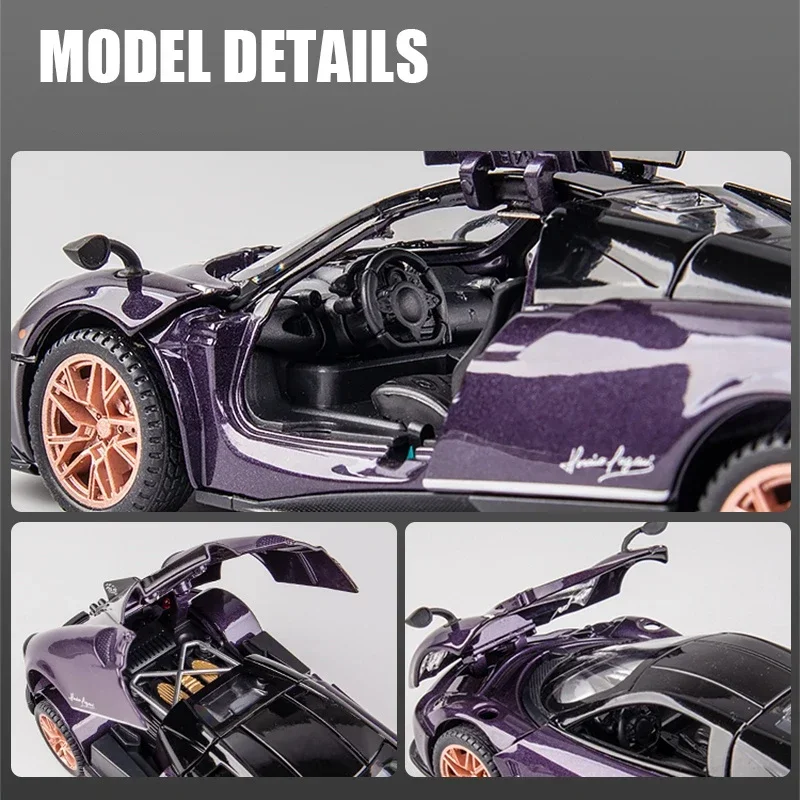 1:32 Pagani Huayra Dinastia Alloy Racing Car Model Diecasts Metal Toy Sports Car Model High Simulation Sound and Light Kids Gift