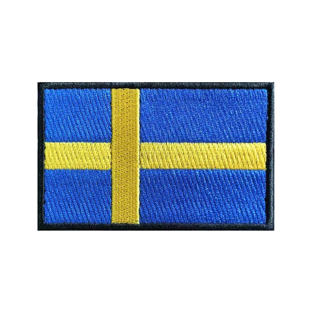 1PC Swedish Flag Sweden Armband Embroidered Patch Hook & Loop Or Iron On Embroidery  Badge Cloth Military Moral Stripe