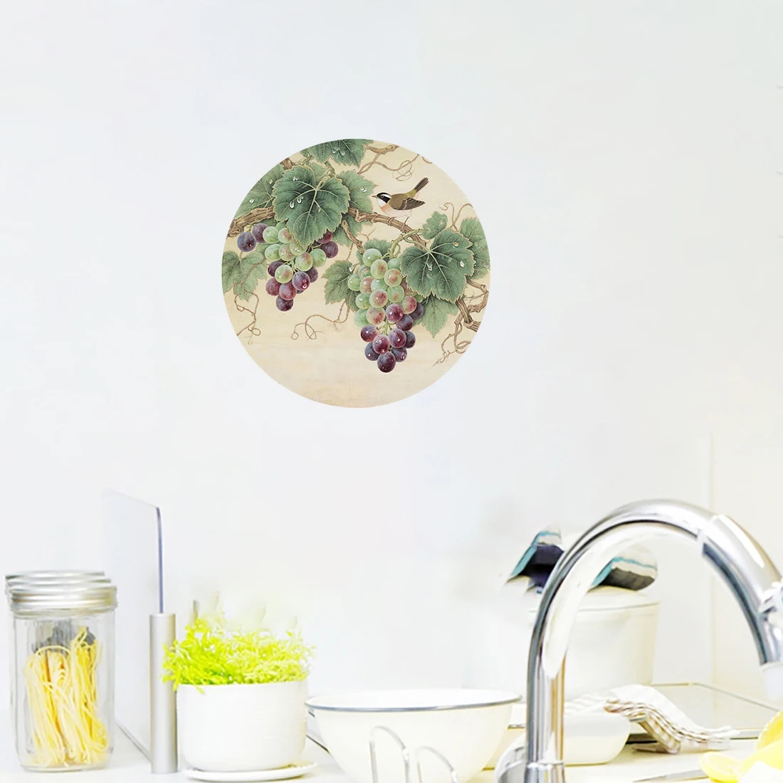 Three Ratels CEE83 Beautiful grapes and birds Artistic wall stickers for home decoration