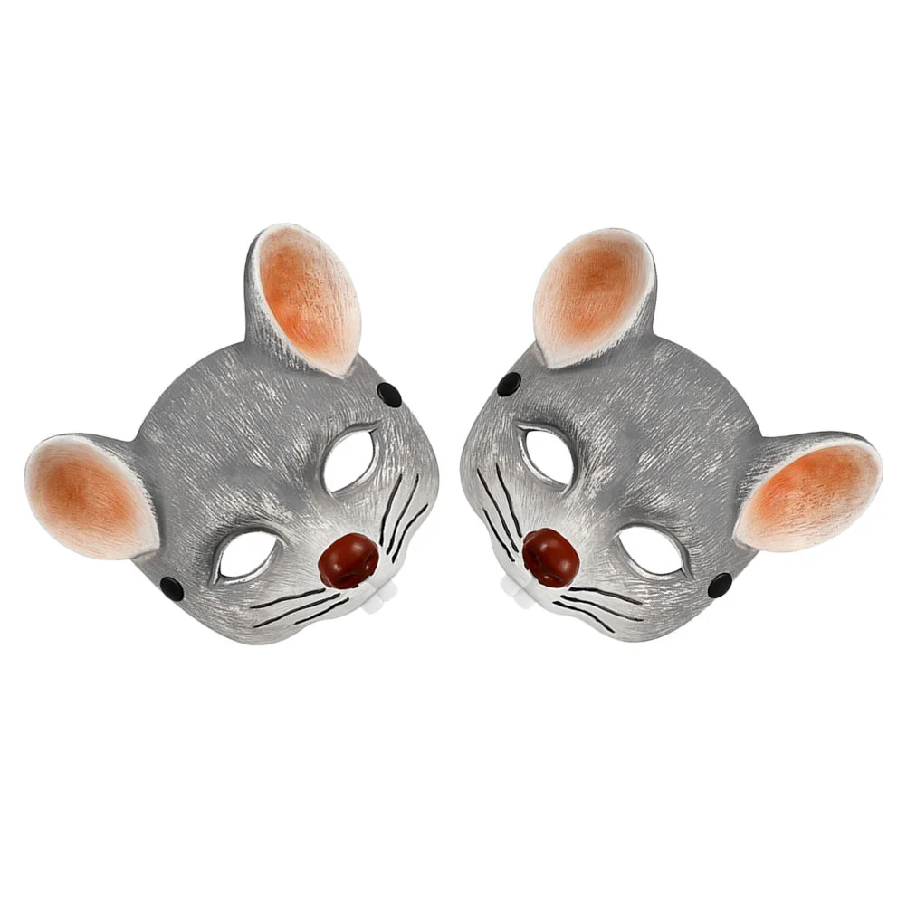 

2 Pcs Mouse Mask Kids Masquerade Face Pu Foam Halloween Masks Scary Lightweight Realistic 3D Design Suitable Adults Children