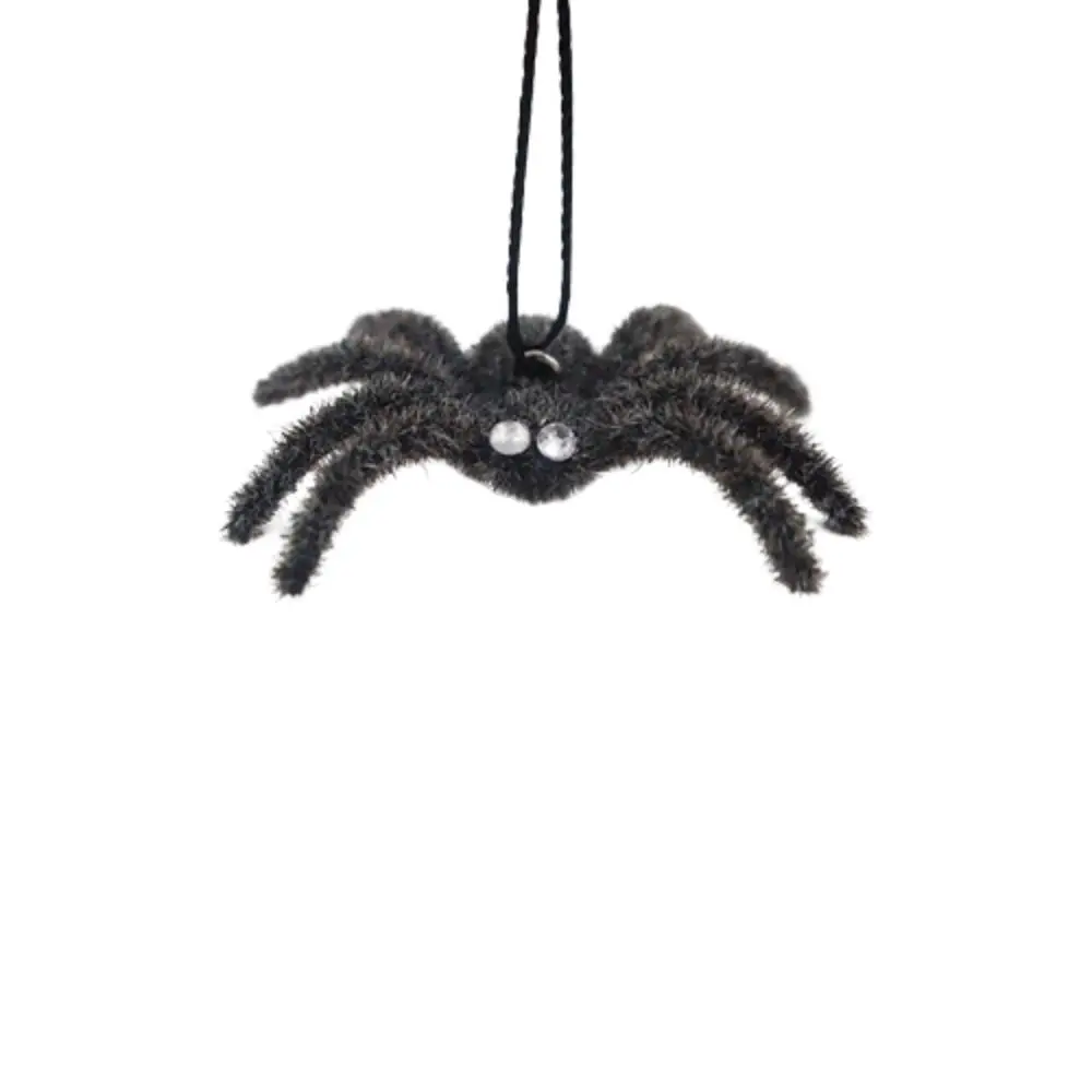 

Funny Halloween Plush Spider Pendants Fake Realistic Flocking Black Spider Cartoon 3D Artificial Spider Bar Party Decoration