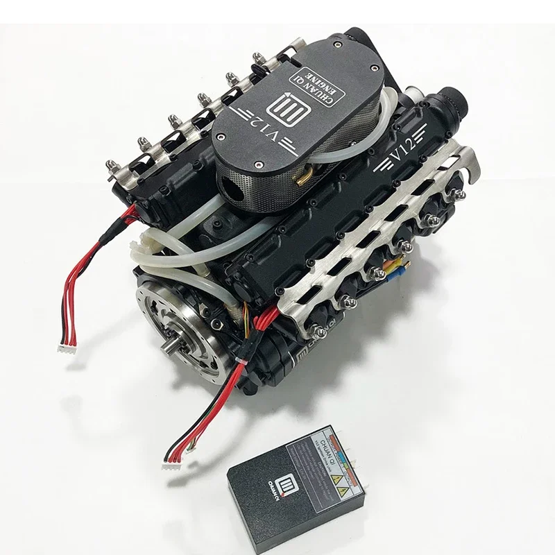 49.89CC V12 Four Stroke Gasoline Engine with Gearbox Metal Internal Combustion Engine Suitable for Modified RC Car Adult Toys