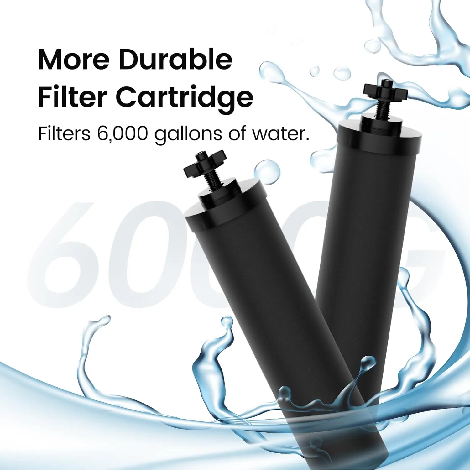 Filtre à charbon actif BB9-2 Compatible avec le système de filtrage d'eau par gravité Berkey noir