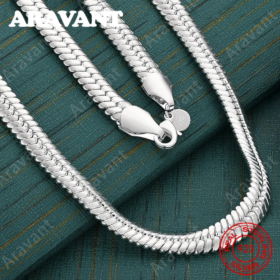 

925 Sterling Silver 10mm Flat Snake Chain Necklace, Exquisite And Cute Wedding Party Jewelry For Women