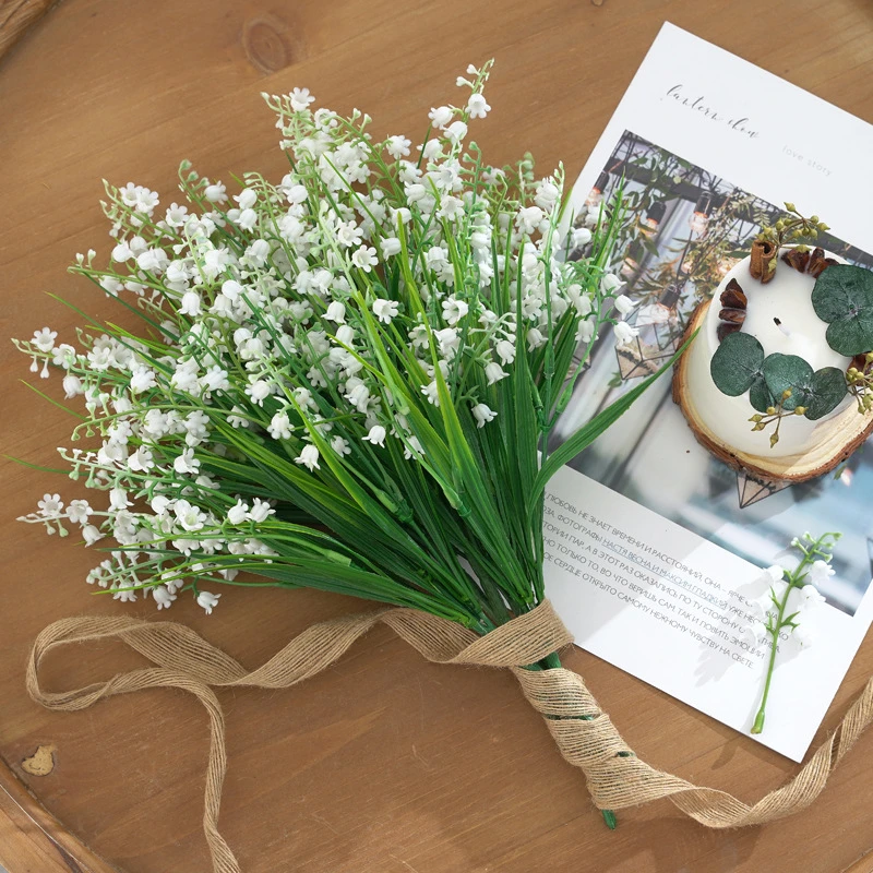 32 cm 5-Gabel-Blauklee-Strauß Künstliche Blumen DIY Süßigkeitenbox Scrapbooking Weihnachtsdekoration für Zuhause Hochzeit Party Kunststoffblume – Detail 3
