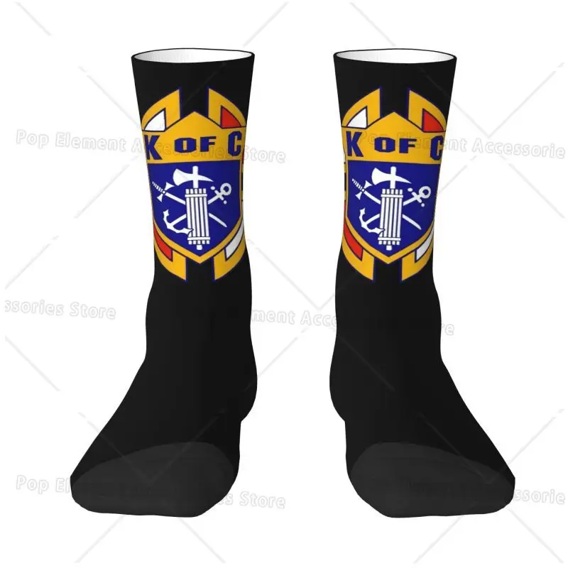 Custom Cool Printed Knights Of Columbus Socks for Women Men Stretchy Summer Autumn Winter Crew Socks