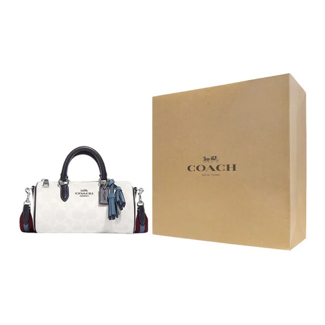 COACH Lacey Artificial Leather Handbag, Shoulder Bag, Crossbody Bag Medium Women's Chalk White & Indigo CB874-SVUON