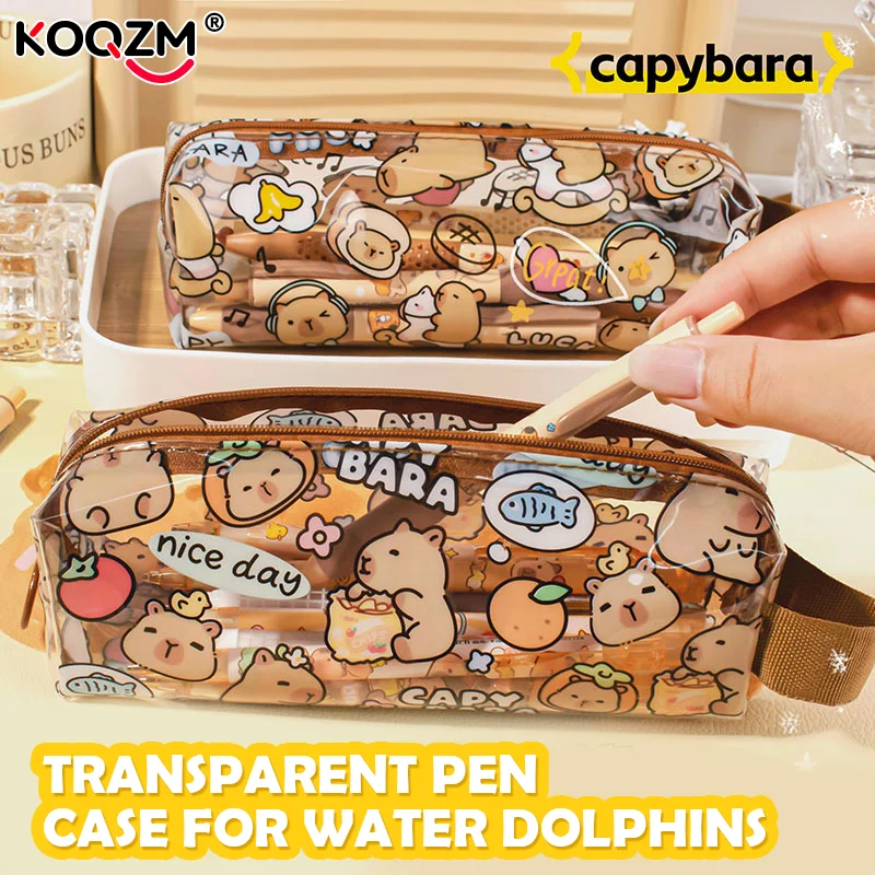 Creative Capybara Pencil Cases Cartoon Cute Pen Bags Kawaii Zipper Pencil Case Students Stationery School Office Supplies Gifts
