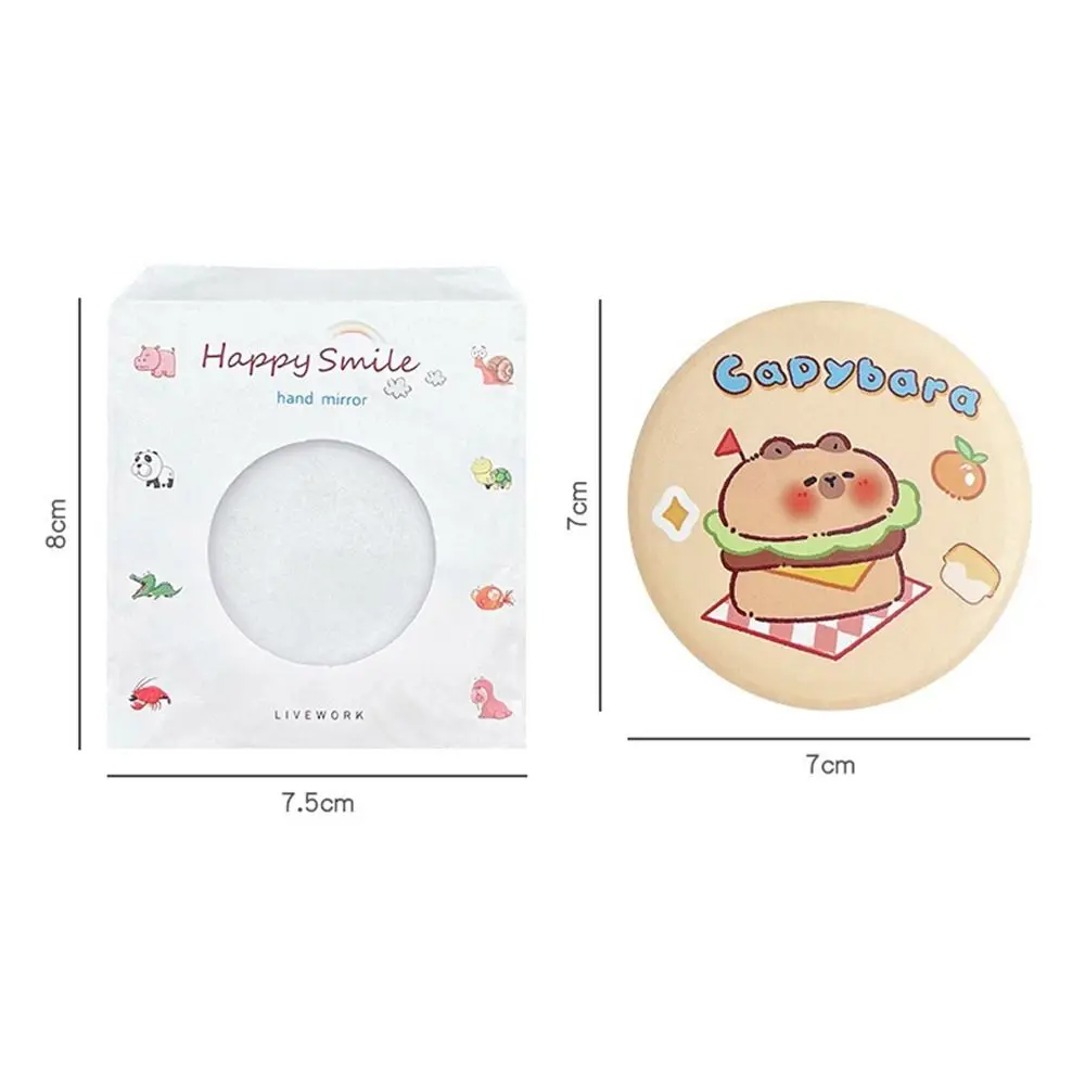 Cute Capybara Small Round Mirror Tinplate Portable Cartoon Single-sided Mirror Multi-purpose Compact Tinkering Mirror Small Gift