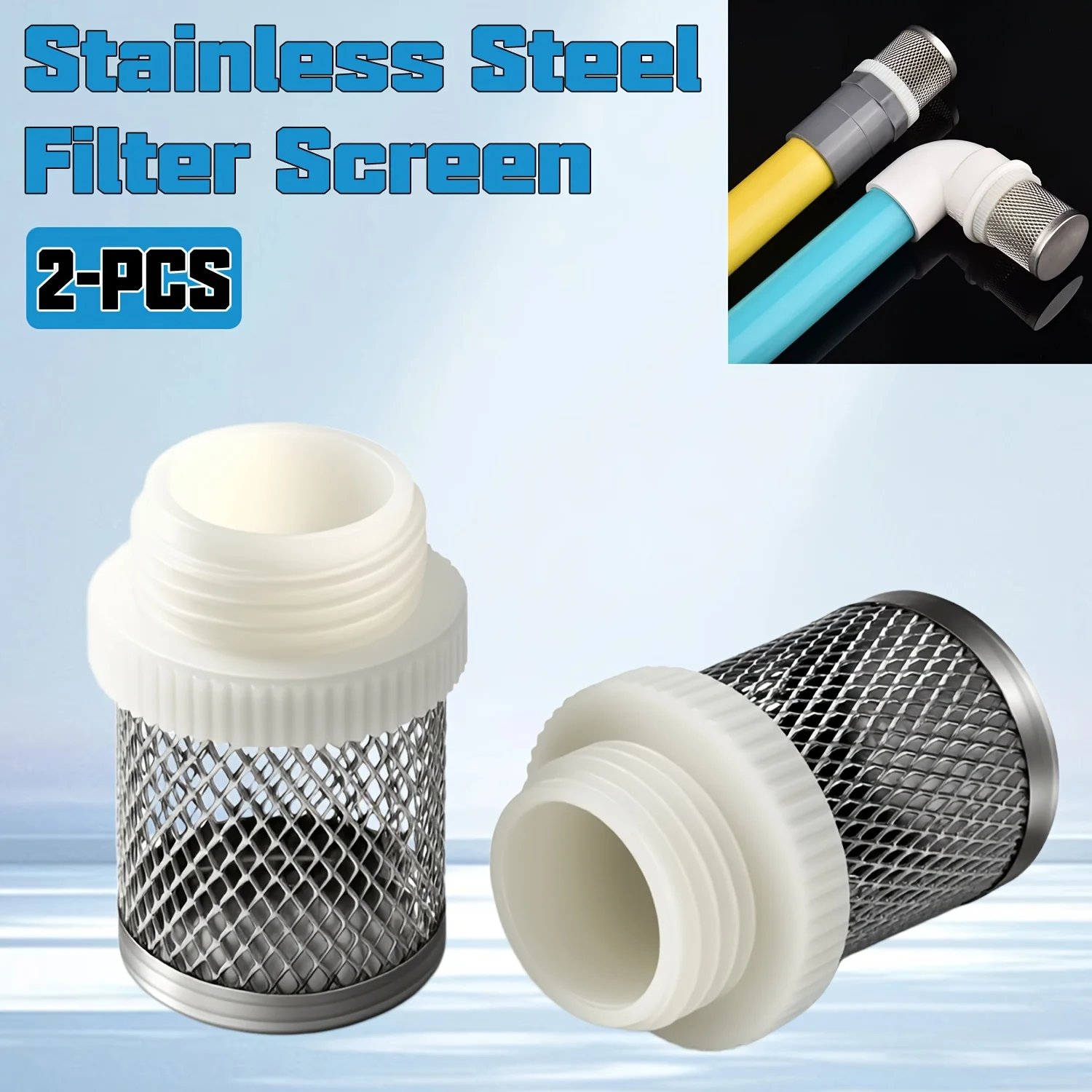 2 anti clogging filter heads for water pipe fittings -1/2 