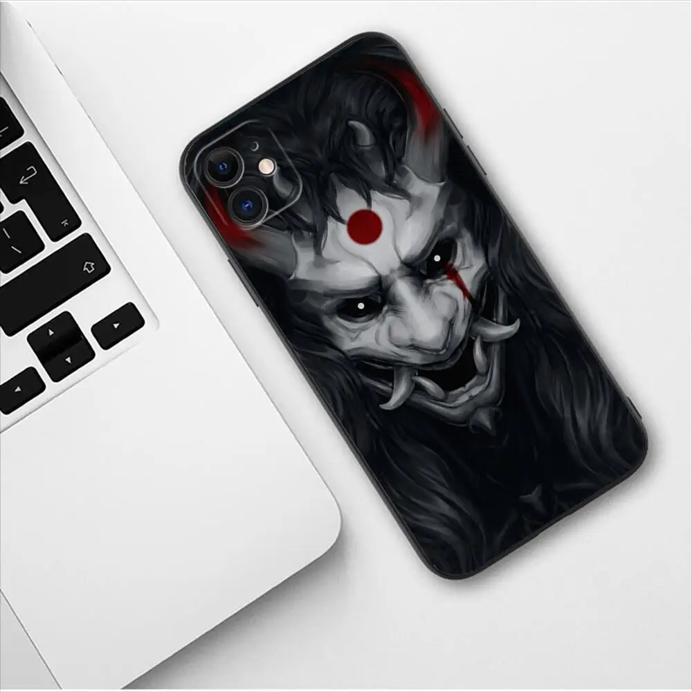 Japan Samurai Oni Mask Phone Case For Apple IPhone 15 13 12 11 14 Pro Max Mini SE X XS  Max 6 6s 8 7 plus Fashion TPU Soft Cover