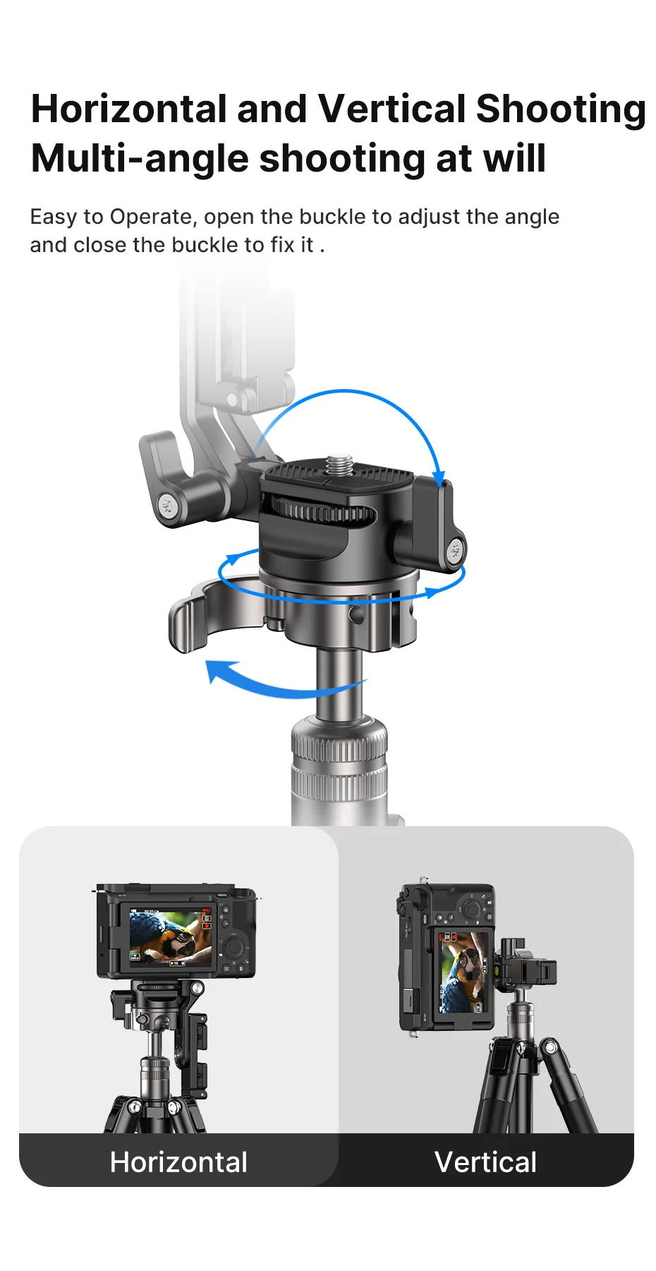 Ulanzi MT-63 26 cm tragbares Mini-Stativ mit 360 ° Horizontaler und vertikaler Panoramakopf für Smartphones-Kameras – Detail 6