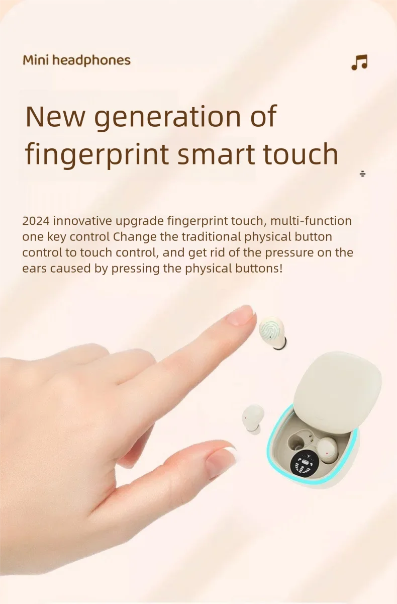 Mini Auricolari Bluetooth 5.4 Sonno Active con cancellazione del rumore Auricolare Musica Auricolare Hi-Fi Cuffie per dormire wireless a lunga durata