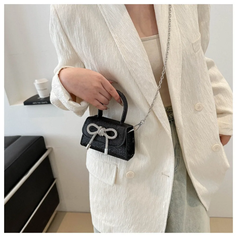 Women Bow Shoulder Bag New Solid Color Popular Messenger Bag Trendy High Capacity Mini Handbag