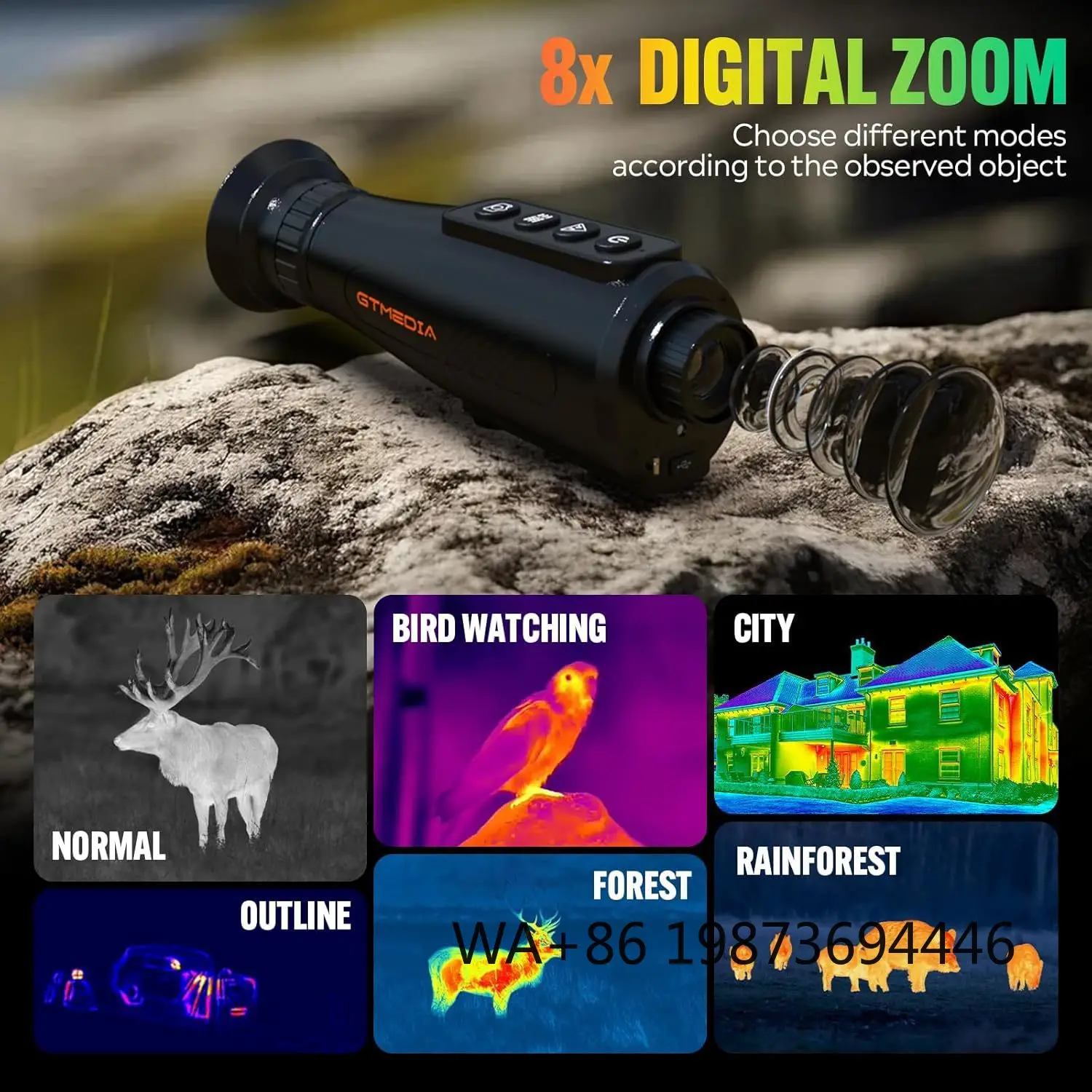 

New AI15 HD Thermal Night Vision Multi-Color False Color Handheld Single Tube