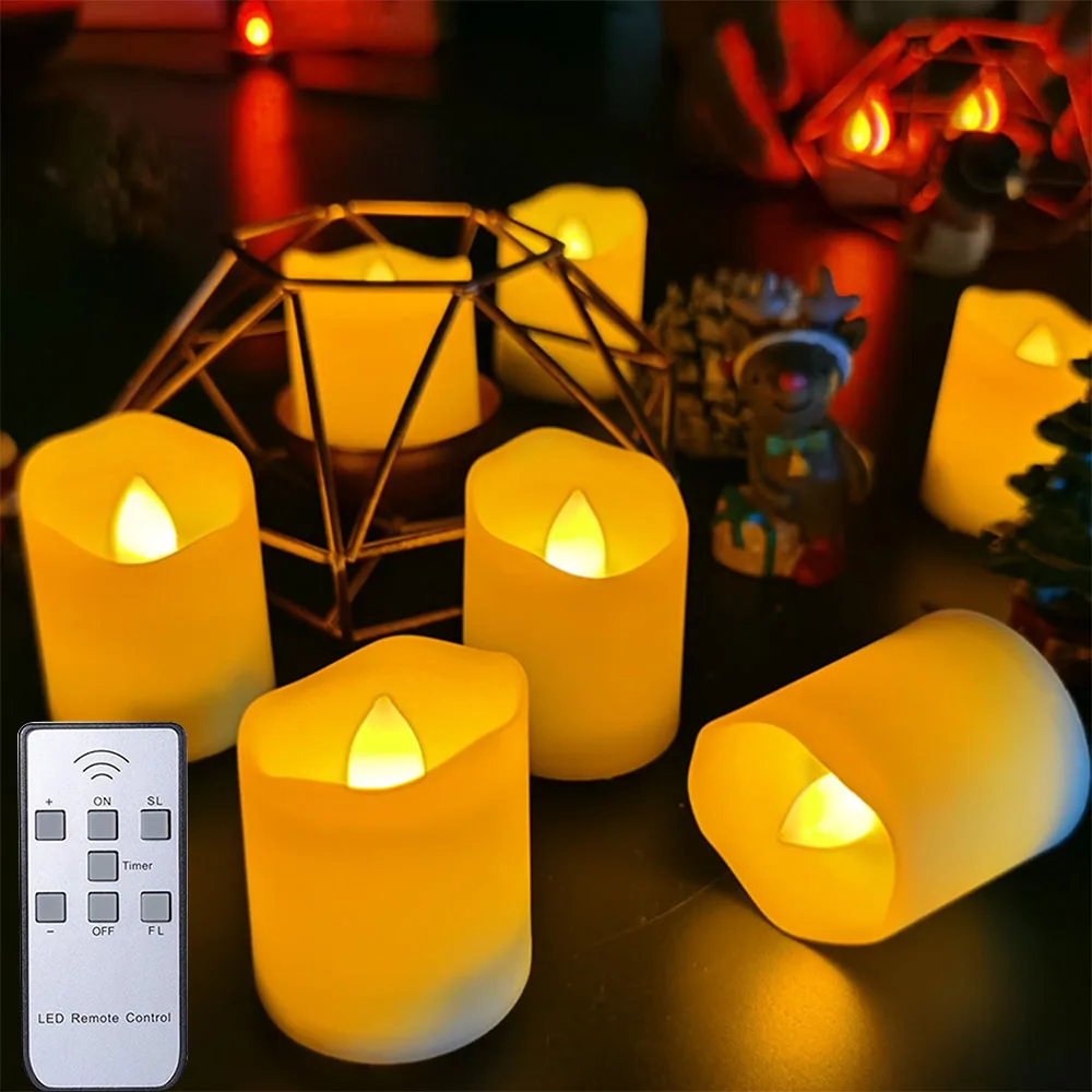 

USB Rechargeable LED Tea Lights Flameless Votive Candles with Remote Flickering Tealights Candle for Christmas Party Decorations