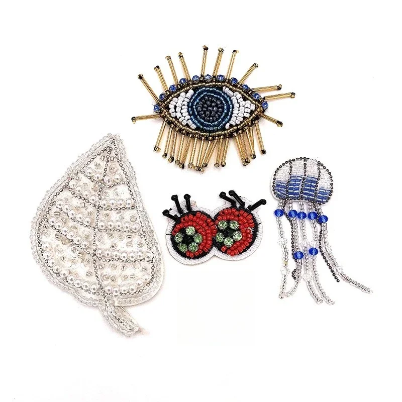 

Стильные и простые нашивки из бисера с глазами и листьями, тканевые наклейки, украшения, аксессуары ручной работы «сделай сам»