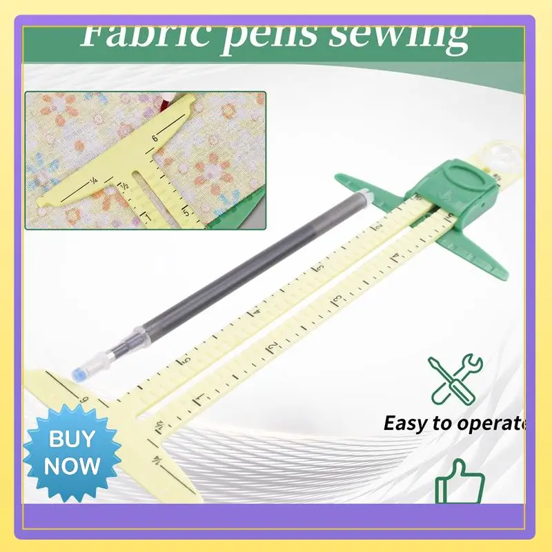 Big Deal T-Shaped Sliding Gauge Sewing Measurement, Using 4 Colors Of Fabric Thermal Erasing Pen, 5 In 1 Sewing Ruler Tool