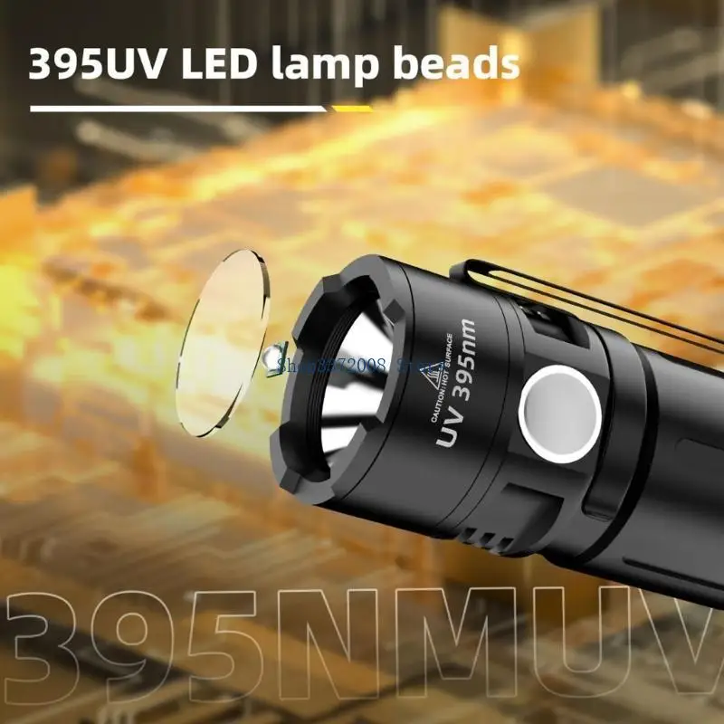 Multipurpose Rechargeable Ultraviolets Flashlight Torch, High Intensity Handheld 395nm Light for Household & Outdoor Use