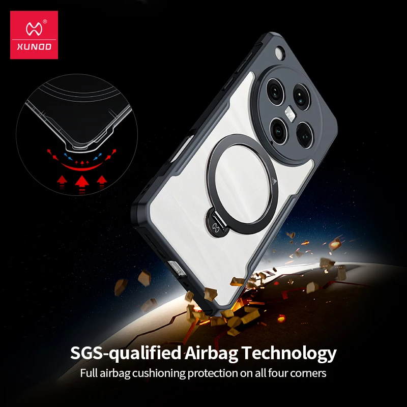 Xundd For OPPO Find X8 Find X8 Pro Magnetic Holder Case 360° Rotatable Airbag Anti-fall Camera Protect TPC&Acrylic Back Cover