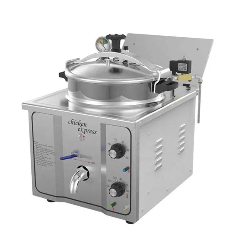 Compact 16L Commercial Countertop Chicken Pressure Fryer Mini Vacuum Deep Frying Machine for Catering Kitchen