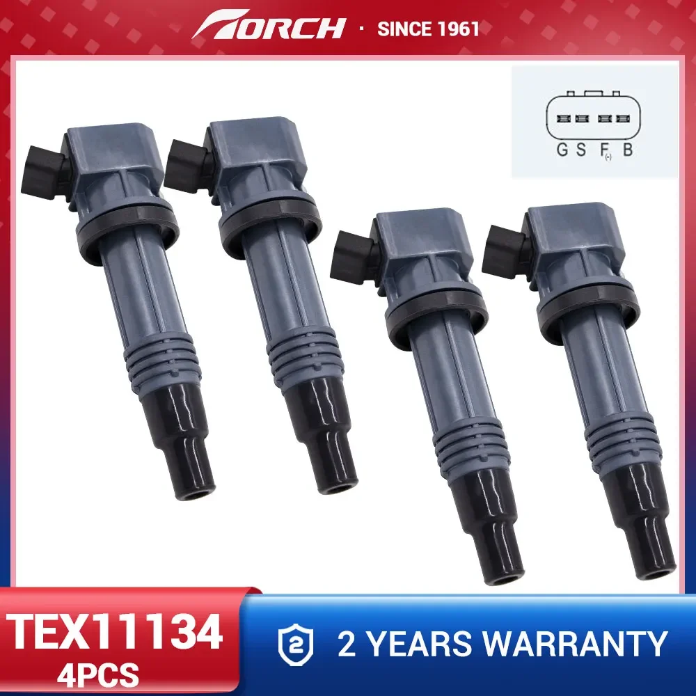 4PCS Ignition Coil Torch TEX11134 Replace for 90919-02236 Fit with Toyota Altezza Gita 98-05 Toyota Altezza 3SGE 98-05