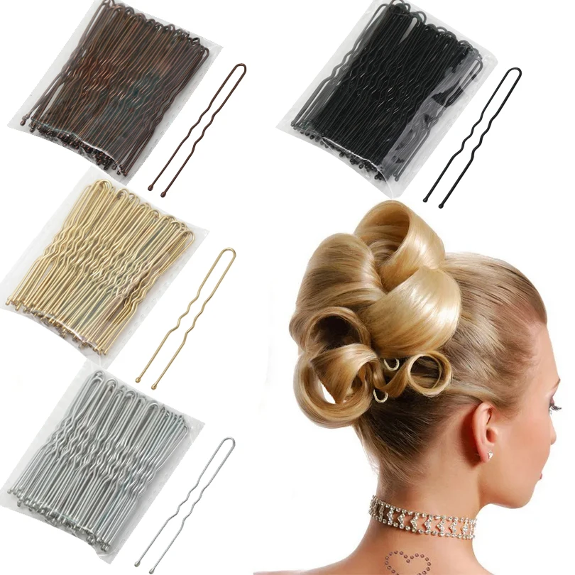 100/50 Stuks 6Cm Salon Haarclip Zwaaide U-Vormige Spelden Haarspeld Zwart Metaal Barrette Styling Kapsel Tool Haar Accessoires Voor Vrouwen