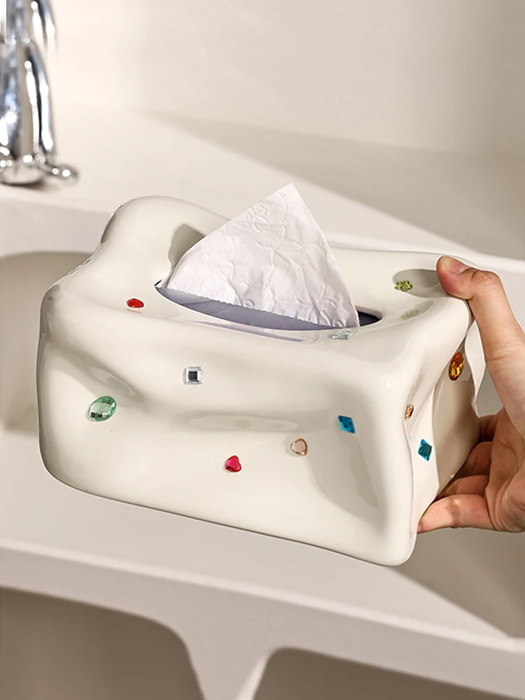 Epeiushome Nordic Ceramic Glacier Gem Tissue Box tavolino carta tovagliolo scatola di immagazzinaggio Desktop domestico