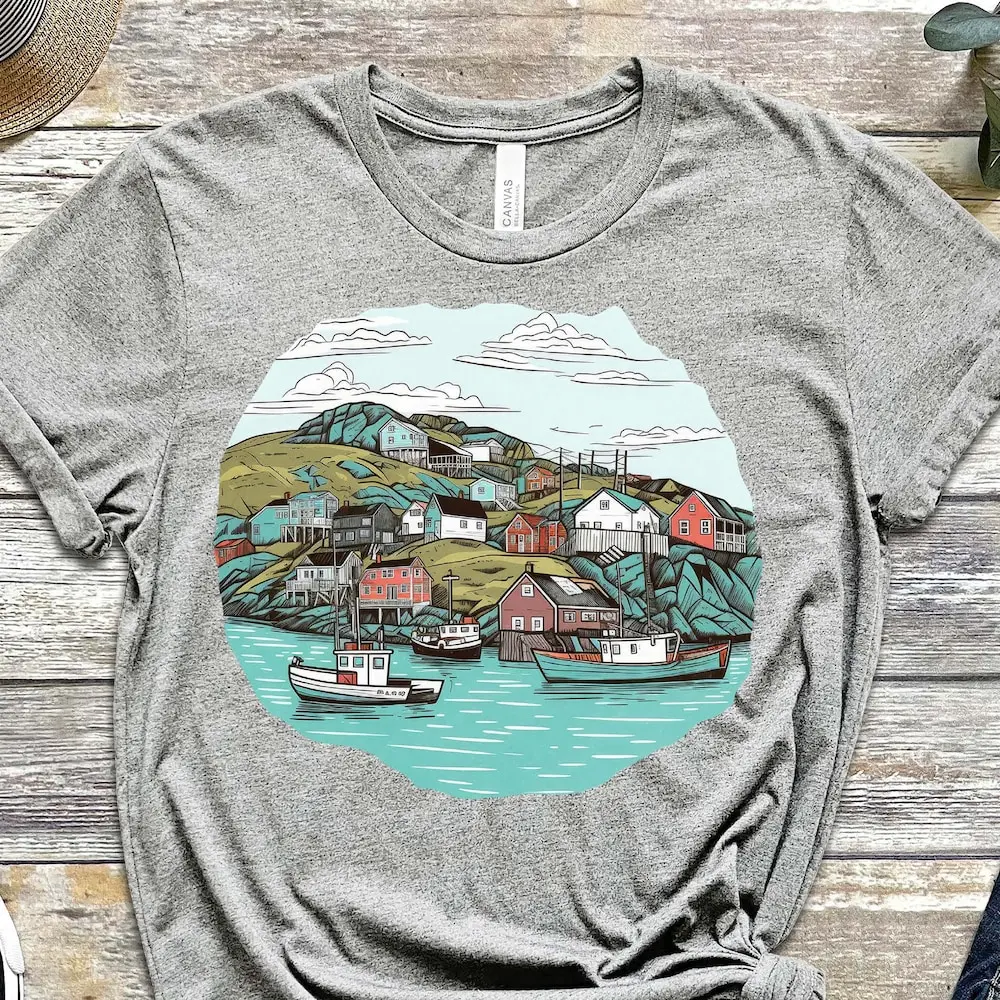 S T Shirt Oceanic Art Landscape Fisherman Soft Colors For Friend Vintage Vibes Street