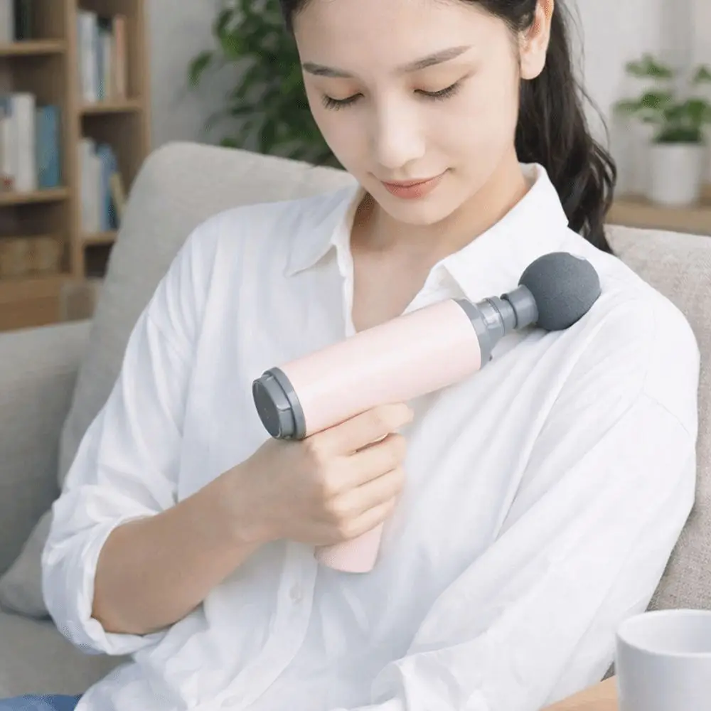High Frequency Vibration Mini Electric Fascia Massager Replaceable Head Cordless Muscle Massage Machine Deep Percussion