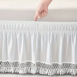 Twin/Full/Queen/King Size LaceTrimmed Elastic Wrap Around Dust Ruffles Bed Skirt with Wrinkle and Fade Resistant Durable Fabric