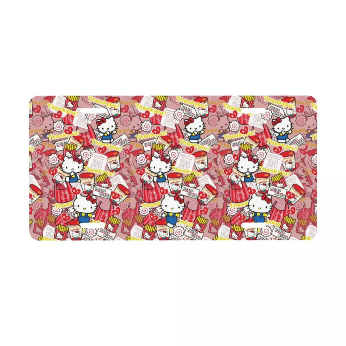 مخصص مضحك مرحبا كيتي القط أنيمي الزخرفية لوحة ترخيص معدنية الألومنيوم سيارة الجبهة الغرور العلامة 6x12 بوصة