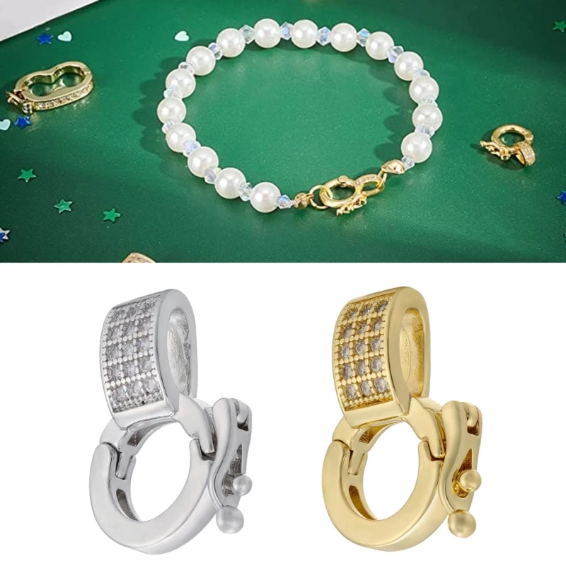 Fold Over Clasps Enhancer Clasp Cubic Zirconia Connector Interchangeable Pendant Bail Clasp Removable Clip Connector