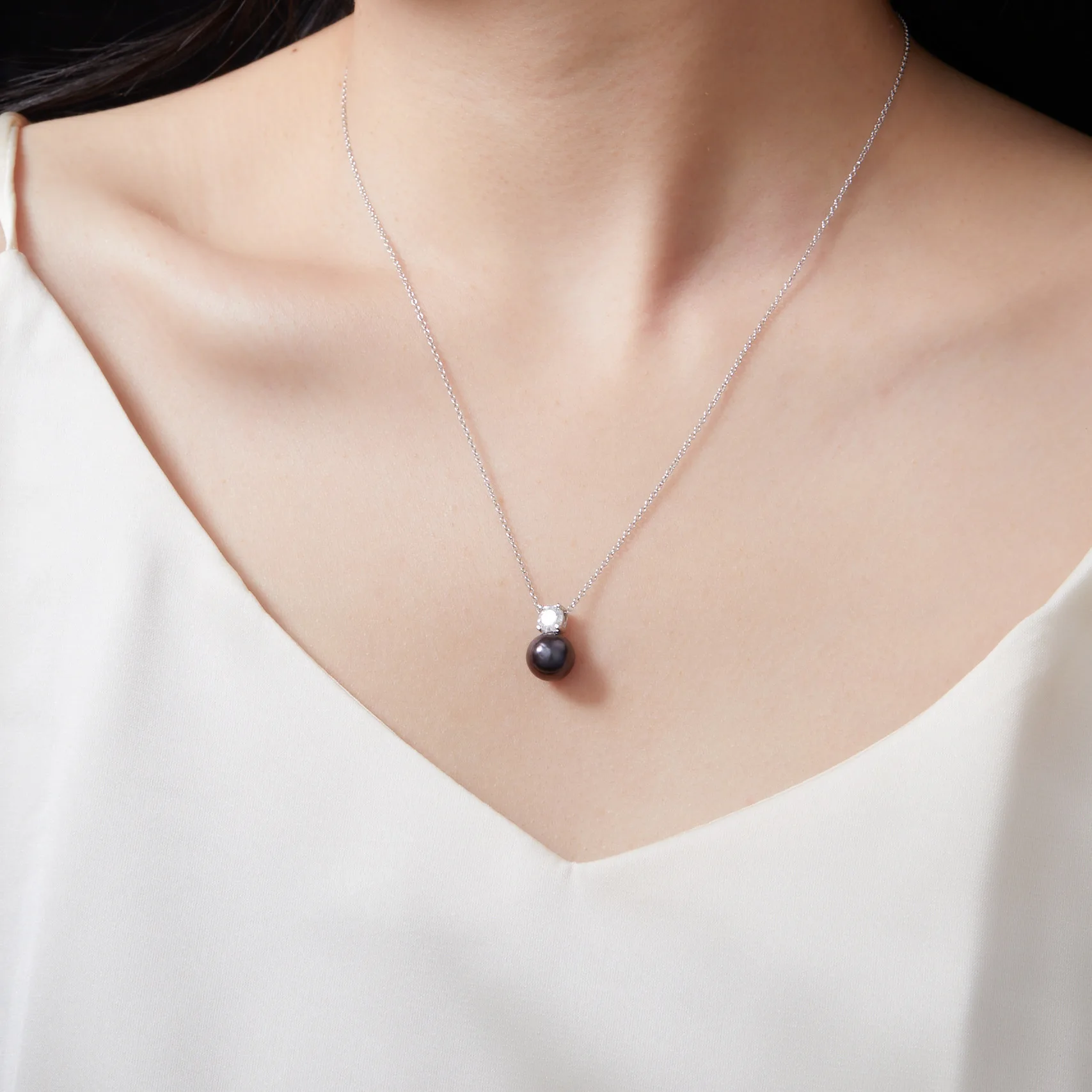 Natural Pearl Pendant Necklace with 0.5CT D Color Moissanite S925 Sterling Silver Adjustable Chain Fashion Wedding Necklace 2025