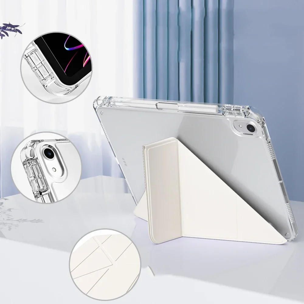 For iPad Case Air 5 Air 6 A16 11th M3 iPad Pro 11 12.9 13 10.5 10.2 9th 8th 6th 5th  Mini 7 6 5 Smart Case With Pen Holder Pouch