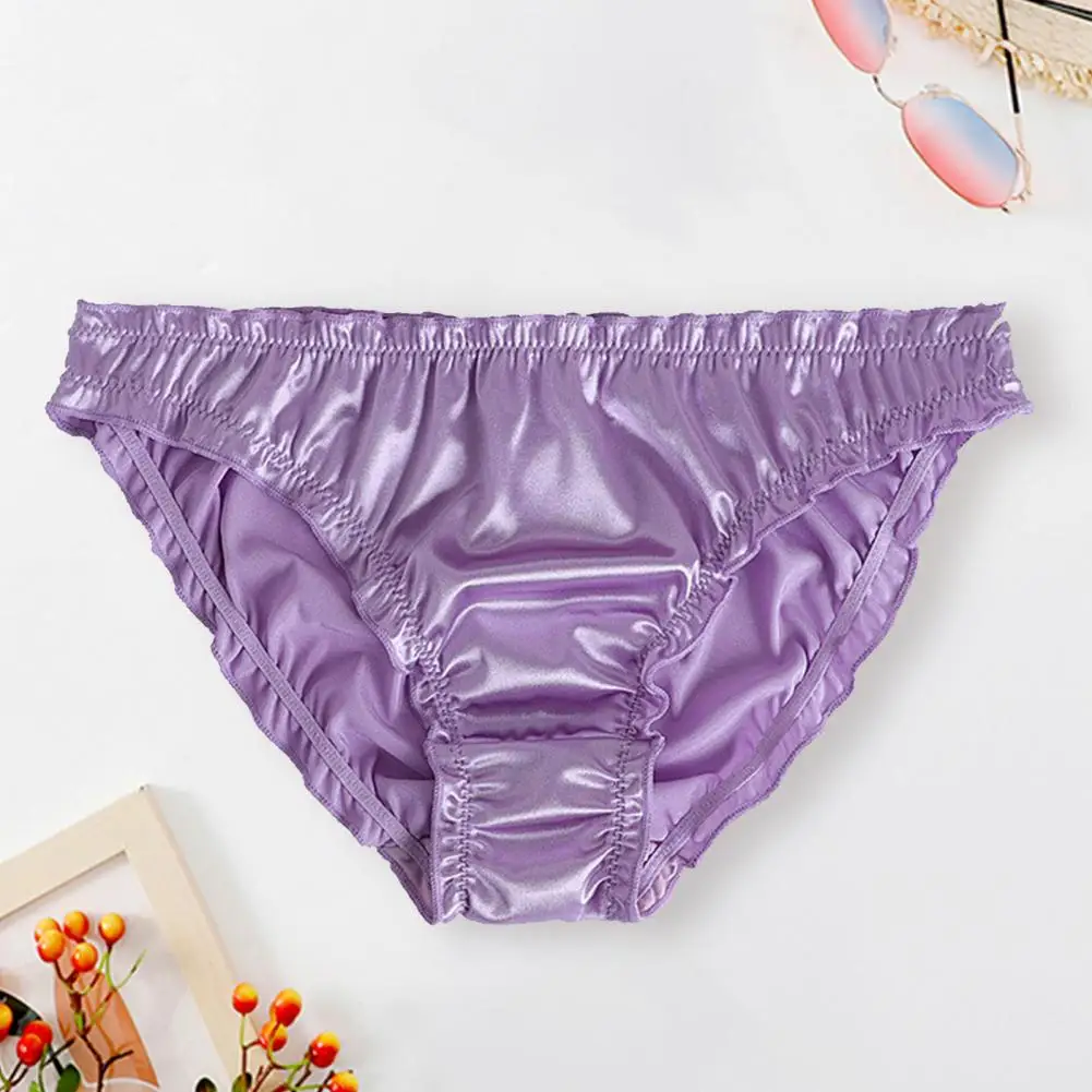 women Panties Silky Low Waist Bouncy Anti-septic Women Underpants sexy Pure Color Smooth Surface Intimate Women Briefs Underwear