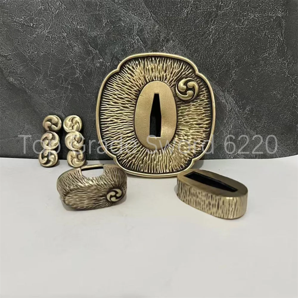 Очень красивая медная латунная цевье Tsuba Guard Kashira Fuchi Menuki для японского настоящего японского самурая Katana Sword Fittings New