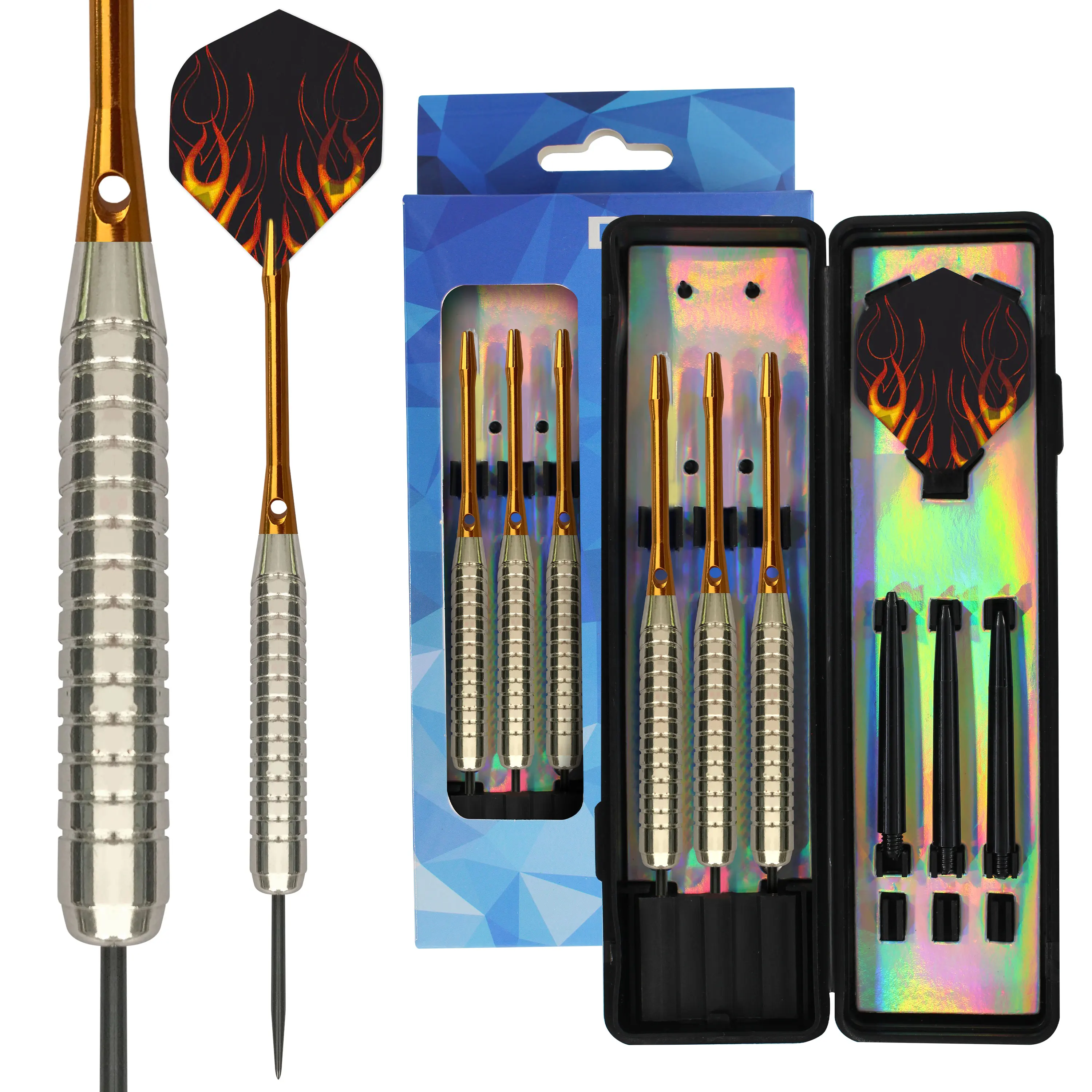 PENPEN 3 Pcs 23 Grams Professional Steel Darts Metal Heads Color Box Set Professional Training Match Darts, Aluminum Shafts