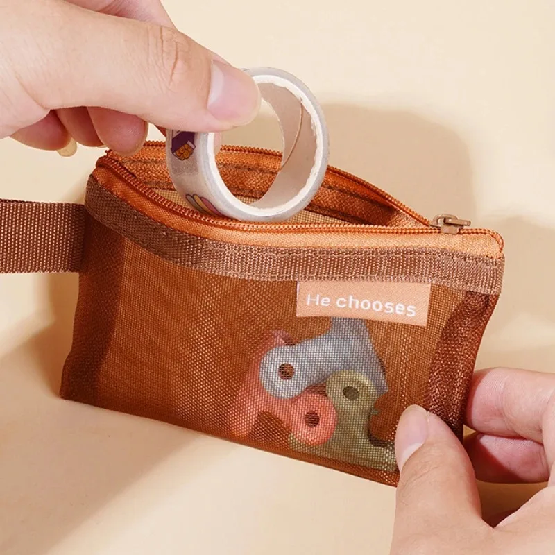 المرأة ريترو اللون شبكة حقيبة التخزين لطيف محفظة نسائية للعملات المعدنية الصغيرة المحمولة أحمر الشفاه كابل بيانات سماعة المنظم الحقيبة مقلمة