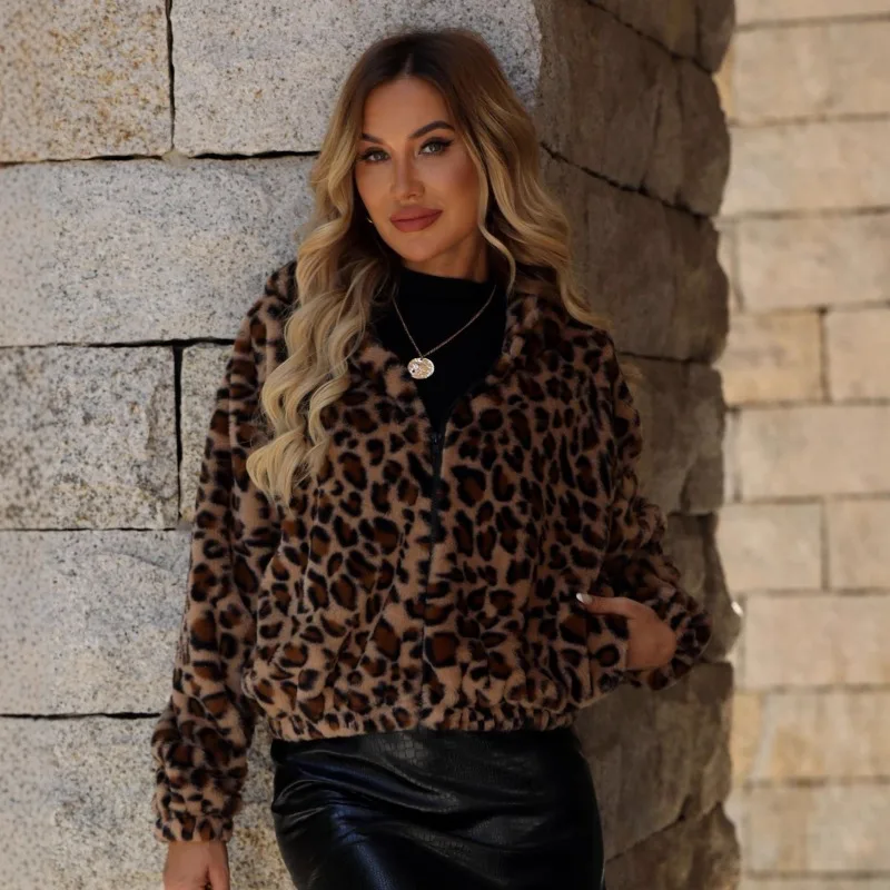 Casual Loose Outerwear Autumn Winter Woman Harajuku Hoodie New Fashion Leopard Printing Women Coats Jackets Cardigan Clothes Y2k