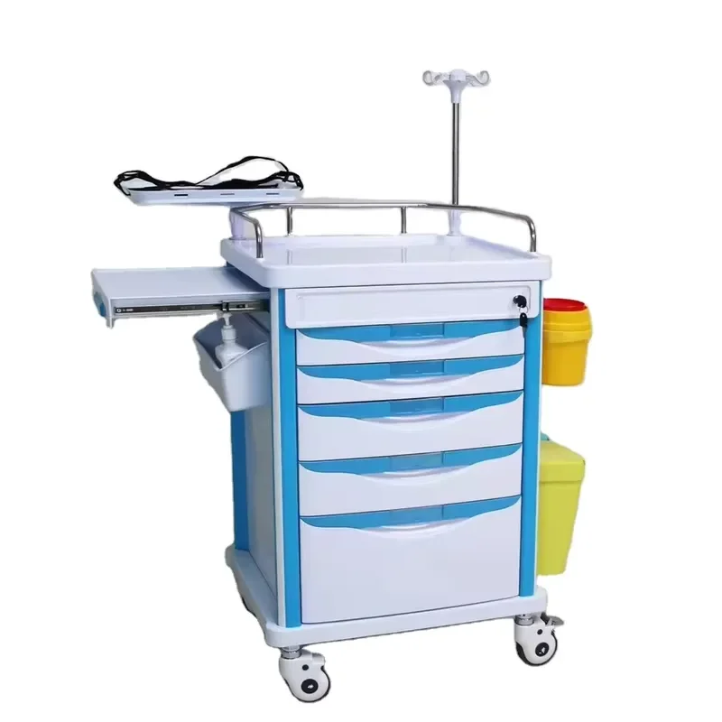 for Emergency Room High Quality Custom Multifunctional Portable ABS Material Hospital Furniture Care Medical Cart